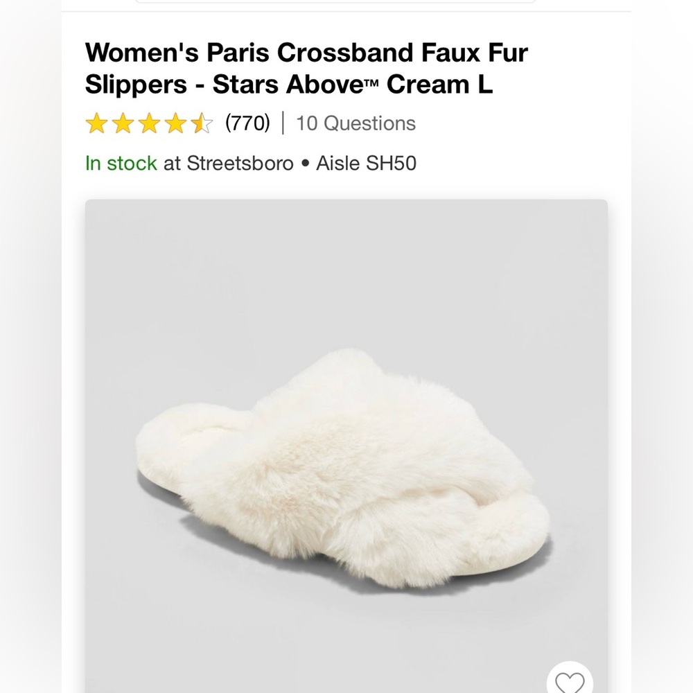 Women's Paris Crossband Faux Fur Slippers - Stars Above™ Cream